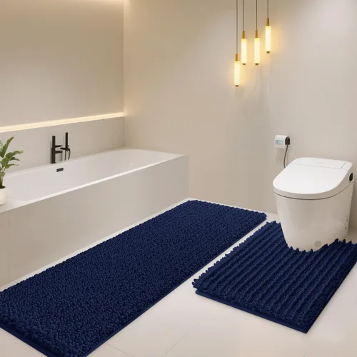Miniatura 81 de ACCUMTEK - Juego de 2 alfombras de baño de lujo en color beige de 32"x20"+24"x17", alfombras de baño ultra suaves y gruesas absorbentes, alfombra