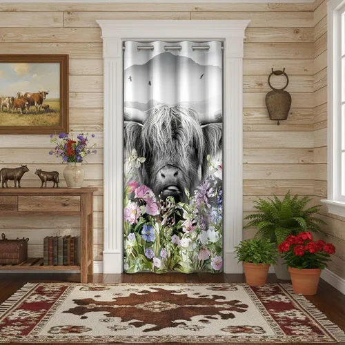 Miniatura 9 de Castle Fairy Cortina con estampado de piel de vaca para jóvenes adultos, diseño abstracto de piel de vaca blanca y granate, cortina opaca