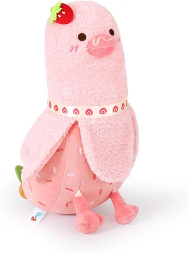 Miniatura 11 de PEACH CAT Peluche de pato de plátano con moño, peluche romántico de 12 pulgadas, almohada de felpa para abrazar, regalo de peluche para novia, Arco