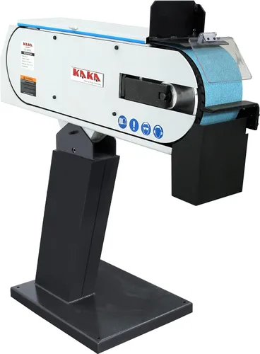Miniatura 11 de KAKA INDUSTRIAL Amoladora de banda de 3 pulgadas x 79 pulgadas Motor 4HP 220V, cabeza ajustable, base de hierro fundido Amoladora de banda
