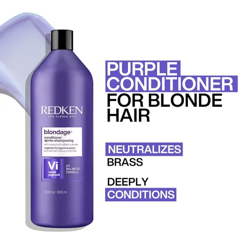 Miniatura 3 de Redken Acondicionador morado de depósito de color rubio Para cabello rubio Neutraliza el latón e hidrata el cabello Con pigmentos violetas