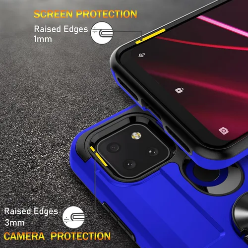 Miniatura 6 de Jeylly Funda para T-Mobile Revvl 5G con 2 protectores de pantalla de vidrio templado, cuerpo completo híbrido de policarbonato duro suave TPU anillo