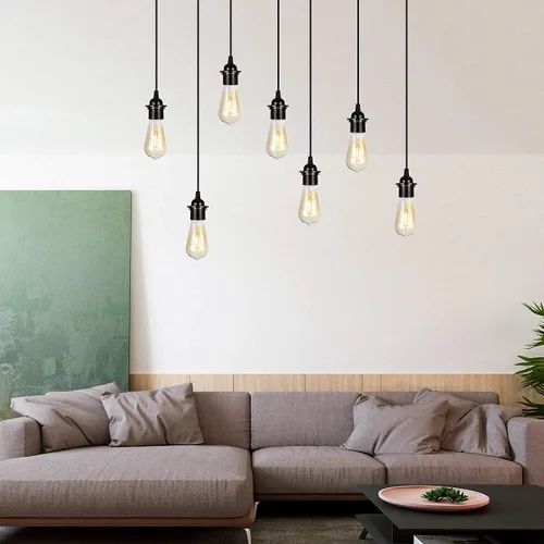 Miniatura 4 de Paquete de 2 lámparas colgantes HUIBONA enchufables, cable de linterna colgante vintage de 15 pies, enchufe E26/E27, kit negro con interruptor