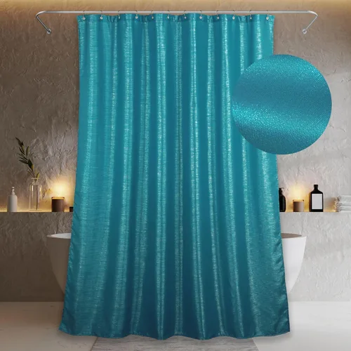 Miniatura 7 de Cortinas de ducha negras para baño: 72 pulgadas, repelente al agua, lavable, estilo lino, cortina de ducha de tela de ducha - Elegante cortina