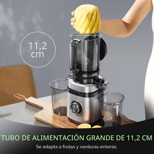 Miniatura 3 de Máquinas exprimidoras, exprimidor de prensa en frío con canal de alimentación ancho, exprimidores de masticación lenta para verduras y frutas