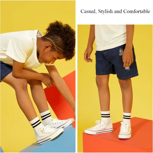 Miniatura 6 de PATPAT Tenis sin cordones para niños y niñas, tenis para niños pequeños, zapatos de lona para niños pequeños, Blanco