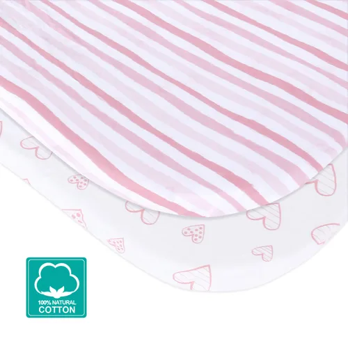 Miniatura 2 de Sábanas ajustadas de moisés compatibles con el moisés Fisher-Price Soothing Motions/Luminate y el moisés portátil Chicco LullaGo Anywhere, paquete