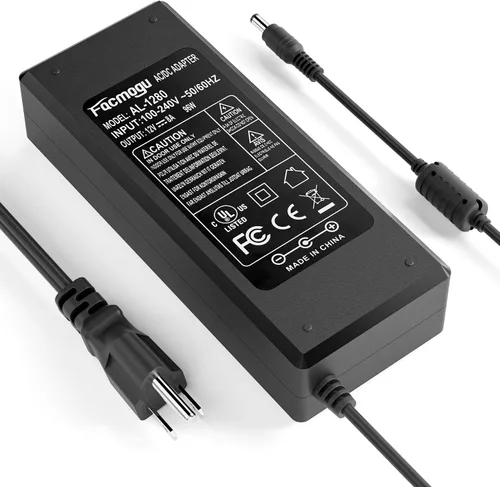 Miniatura 11 de Facmogu Adaptador de Corriente DC 12V 3A, 100-240V AC a DC 12V 3A 36W Suministro de Energía con Conector de Barril 5.5x2.5mm & 5.5x2.1mm, Adaptador