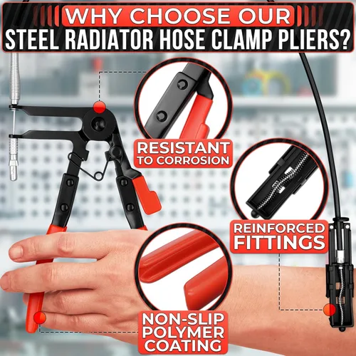 Miniatura 3 de Herramienta de abrazadera de manguera – Alicates de abrazadera de manguera de radiador Herramienta automotriz – Acero al carbono resistente a