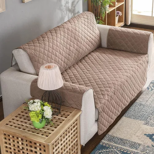 Miniatura 10 de vctops Funda acolchada de doble protección, 100 % impermeable, funda antideslizante para sofá de 2 plazas, protector reversible de muebles para Gris