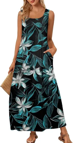 Miniatura 26 de Vestidos de iglesia para mujer 2025, casual, holgado, sin mangas, largo, fluido, vestido de verano con bolsillos