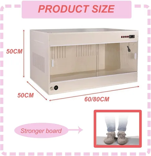 Miniatura 6 de Caja de incubadora de mascotas para gatos/perros, perrera de humedad visual, con ventilador de ventilación/lámpara de iluminación (negro)