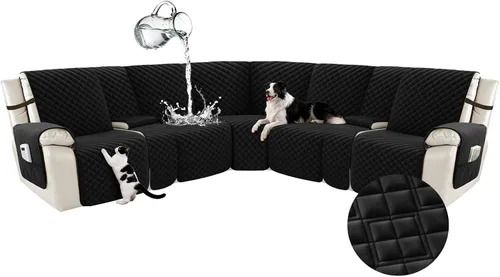 Miniatura 35 de Arfntevss Fundas para sofá seccional reclinable para sofá seccional en forma de L, funda antideslizante lavable para sofá reclinable con forma de L