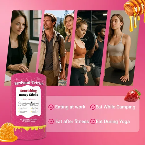 Miniatura 6 de Shilajit - Palitos de miel Shilejit para mujeres y hombres, sabor fresa, energía natural y apoyo de vitalidad, equilibrio hormonal, enfoque