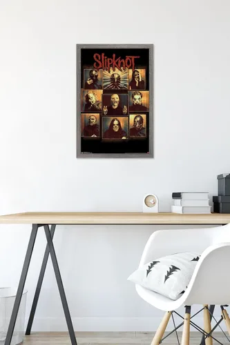 Miniatura 6 de Slipknot - Póster de pared a prueba de balas, 22.4 pulgadas de largo x 14.7 pulgadas, versión enmarcada en madera de granero