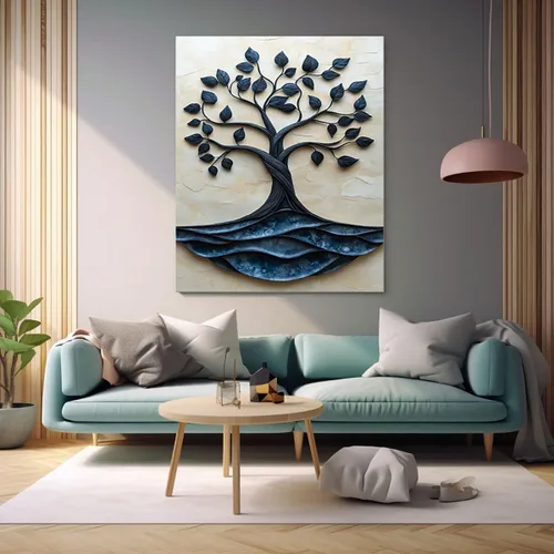 Miniatura 4 de VOCBAN Nature Tree of Life Abstract Pictures Canvas Painting Large Modern Canvas Wall Art Colorful Trees Living Room Wall Decor Plant Prints(black