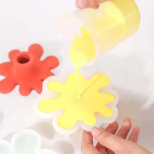 Miniatura 4 de BOOWAN NICOLE Soporte de vela de cemento irregular molde de silicona, molde de posavasos de hormigón Bandeja de vela de yeso Decoraciones