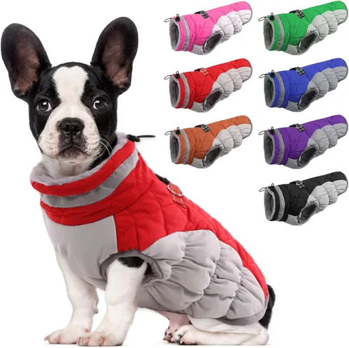 Miniatura 52 de Lelepet Abrigo cálido para perro, abrigo de invierno para perro, chaqueta impermeable para perros con arnés incorporado, chaleco reflectante