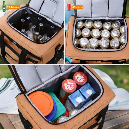 Miniatura 5 de MIER Bolsa enfriadora suave extra grande de 30 litros con abridor de botellas para camping, playa, barbacoa, comestibles, golf, a prueba de fugas