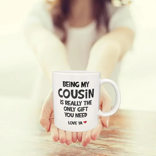 Miniatura 6 de Divertido regalo para primas para mujer, taza de cerámica de 11 onzas, llavero para prima, regalo de cumpleaños para prima, taza de primo favorito
