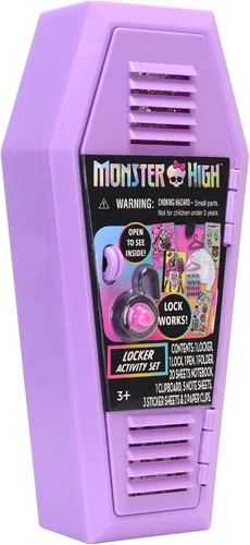 Miniatura 6 de Tara Toy Monster High: Design Activity Locker - Doodle & Decorate, estuche de almacenamiento en forma de ataúd de lavanda con bloqueo, mini