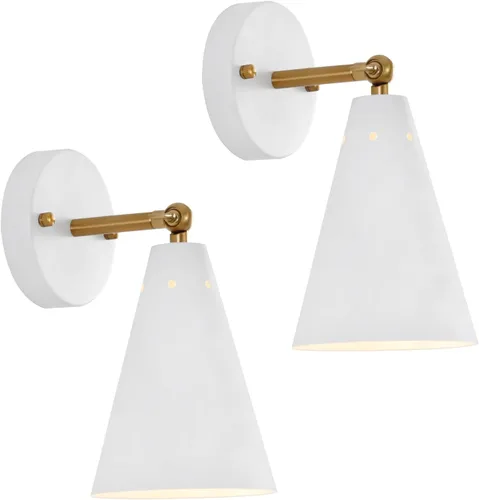 Miniatura 15 de MWZ Modernos apliques de pared negros de iluminación, paquete de 2 lámparas rústicas doradas, estilo casa de campo, acabado de bronce, luces