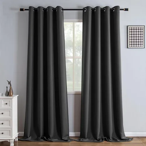 Miniatura 52 de IGEMAEVE Cortinas 100% opacas de 108 pulgadas de largo para dormitorio, juego de 2 paneles de cortinas opacas con bolsillo para barra y pestaña