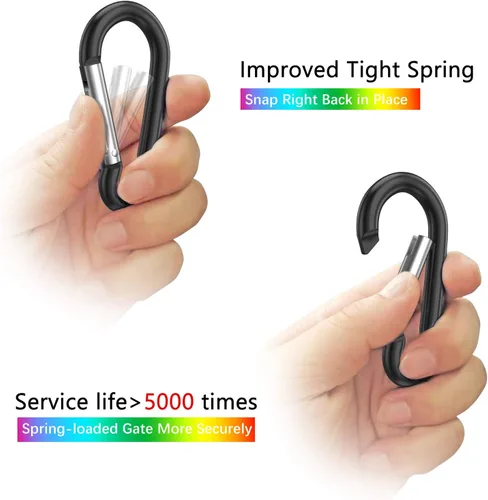 Miniatura 3 de Sprookber Mosquetón de aluminio, clips de caribeño, gancho de resorte para clip de llavero, juego de 10