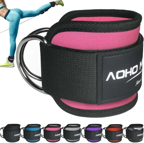 Miniatura 14 de AOHO MOOON - Brazalete de tobillo para máquina de cable, accesorios de gimnasio para mujeres y hombres, puños de tobillo de neopreno para patadas
