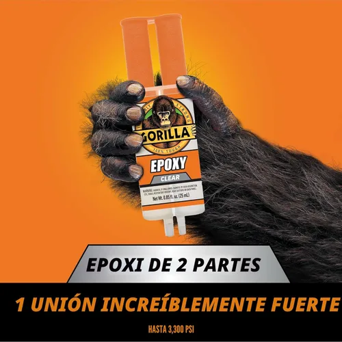 Miniatura 5 de Gorilla Epoxi de 2 Partes, Epoxi Transparente, Jeringa de 0.85 Onzas (Paquete de 1) - Fraguado de 5 Minutos, Unión Increíblemente Fuerte