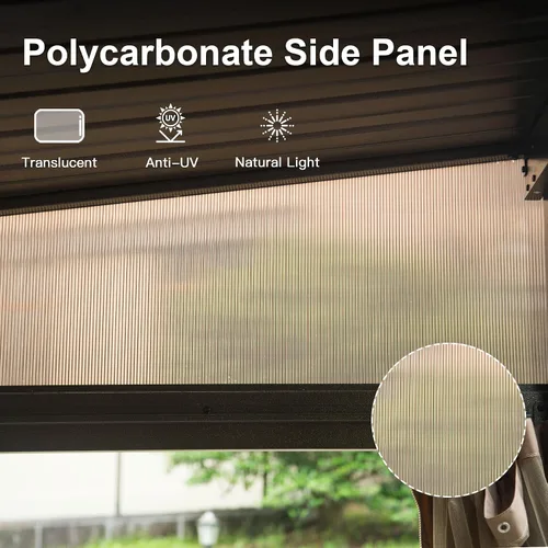 Miniatura 55 de Domi - Solárium de pared montado de 10 x 14 pies, solárium de pared con techo inclinado de policarbonato de aluminio, casa de pantalla de PC