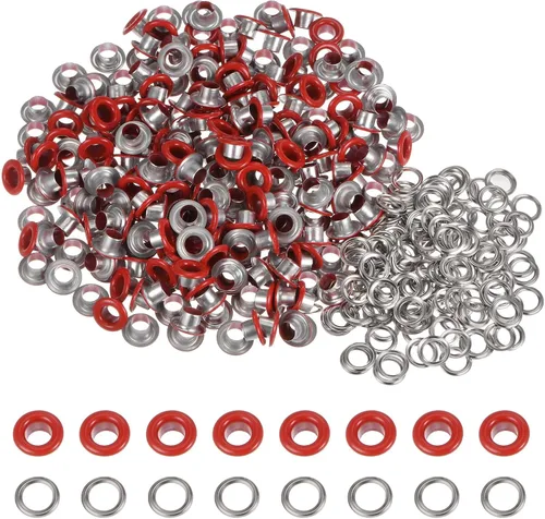 Miniatura 7 de HARFINGTON Juego de 200 ojales redondos de color de 0.394 pulgadas, ojales metálicos con arandelas para álbumes de recortes, zapatos, ropa, lona
