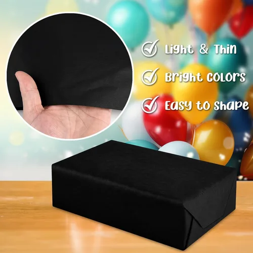 Miniatura 3 de Morcheiong 60 hojas de papel de seda negro para envolver regalos, papel de seda a granel para manualidades, manualidades, floral, cumpleaños, fiesta