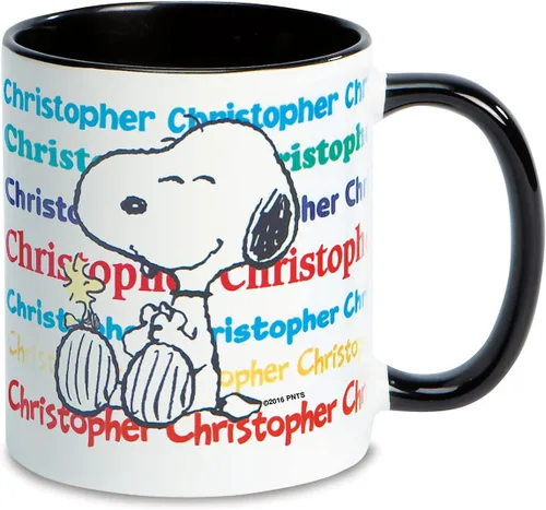 Current Peanuts Snoopy & Woodstock - Taza de cerámica personalizada – Taza de café segura para microondas de 11 onzas, bonitas tazas de personajes