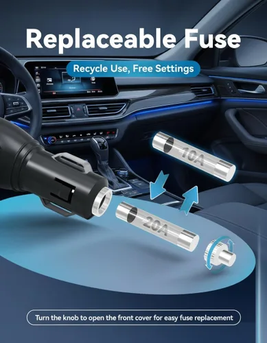Miniatura 3 de ERAYAK Cargador de coche de 200 W e inversor de corriente con salida de CA de 110 V - Accesorio de coche premium Adaptador de encendedor