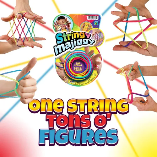 Miniatura 3 de JA-RU Stringy Majiggy Cats Cradle - Juguetes de cuerda chinos (1 cuna para gatos) Juegos de trucos de cuerda de mano para niños y adultos, niñas