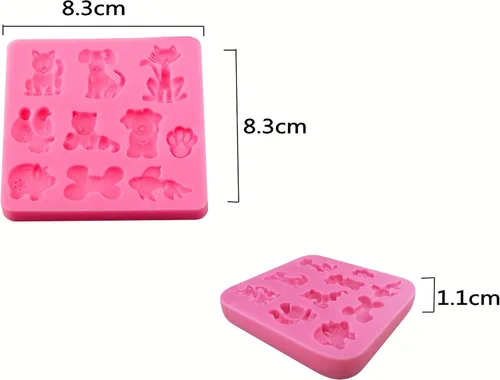Miniatura 2 de 2 moldes de silicona para gatos, perros y zorros, de varias formas de animales de dibujos animados, moldes de grado alimenticio para fondant
