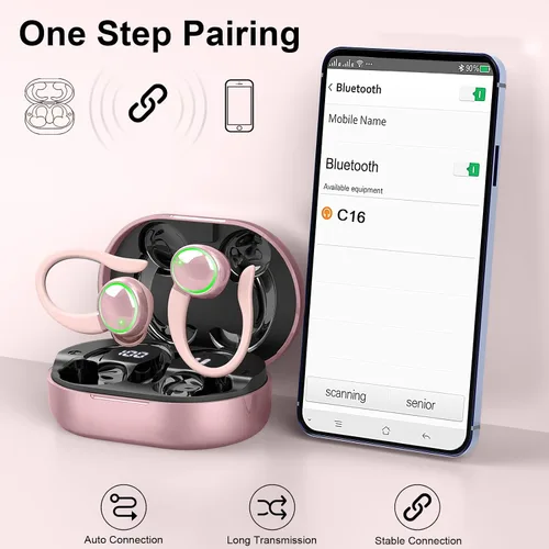 Miniatura 7 de Auriculares inalámbricos Matast, auriculares Bluetooth deportivos, auriculares con gancho para el oído IP7 impermeables con entrenamiento