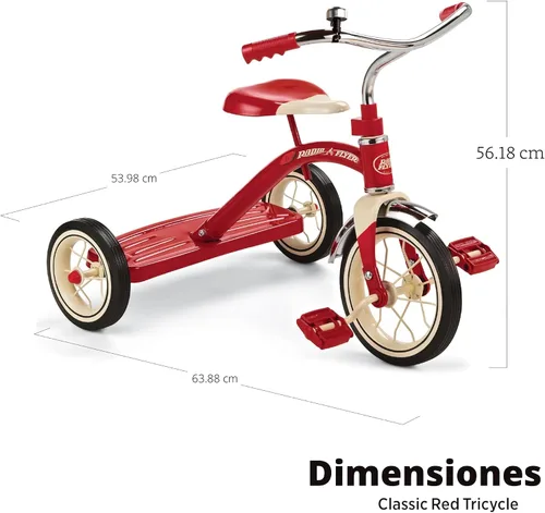 Miniatura 3 de Radio Flyer Triciclo Clásico de 10 Pulgadas para Niños Pequeños con Neumáticos de Goma y Marco de Acero, Rojo Niño pequeño