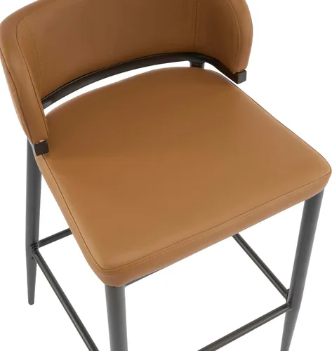Miniatura 9 de Christopher Knight Home Ebany - Juego de 2 taburetes de bar con marco de metal, silla de cocina tapizada, sillas de bistró con respaldo curvado