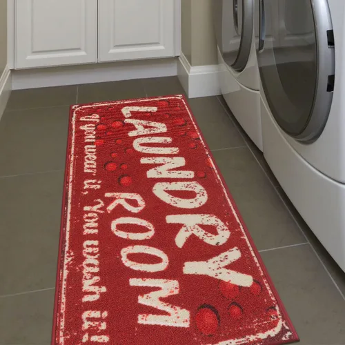 Miniatura 21 de Alfombra lavable a máquina con diseño de texto antideslizante con parte trasera de goma, 2 x 5, para lavandería, para baño, lavadero, 20 x 59