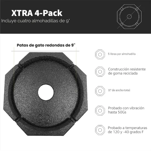 Miniatura 2 de SnapPad Xtra (paquete de 4) Sistema de nivelación de RV de cuatro puntos con pies de gato redondos de 9" Añade un 61% de área superficial