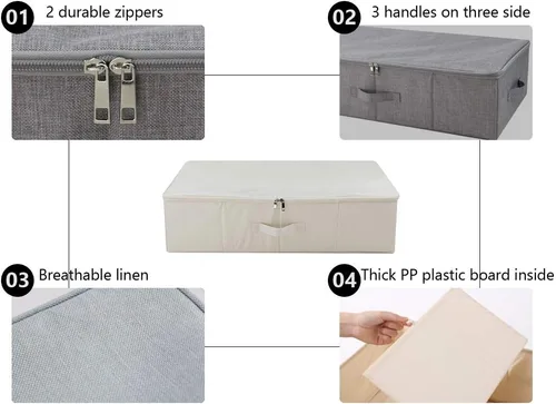 Miniatura 2 de iwill CREATE PRO Contenedores organizadores plegables de almacenamiento para zapatos debajo de la cama con tapa, cesta organizadora de ropa debajo