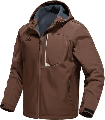 Gopune Chaqueta Ligera de Carcasa Suave para Hombre con Forro Polar Impermeable con Capucha para Senderismo Chaqueta de Invierno