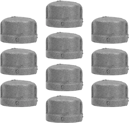 PIPE DECOR - Accesorio de tapa de 1/2 pulgada, accesorios de hierro maleable negro para tuberías, pezones y accesorios estándar de 1/2 pulgada,