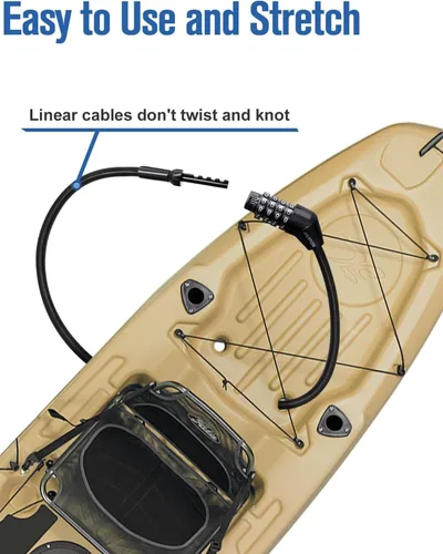 Miniatura 3 de NDakte Candado para Bicicleta, Candado de Cable Recto Extra Largo (1.83m a 8.23m) con Combinación Reseteable, Diseño Único Masculino Estrecho