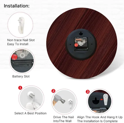 Miniatura 4 de TAHEAT Reloj de pared de palmera de 8 pulgadas, pequeños relojes náuticos costeros para baño, decorativo, funciona con pilas, silencioso, sin