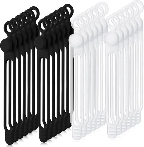 Miniatura 8 de Nuanchu 40 bridas de silicona reutilizables, correas ajustables, organizador de cables de carga multiusos para sujetar cables de carga