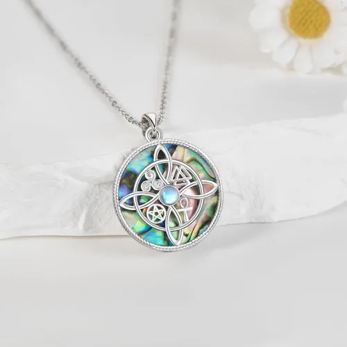 Miniatura 77 de YAFEINI Collar con dije de nudo de bruja de plata de ley, amuleto de bruja de cruz celta, regalo para mujer