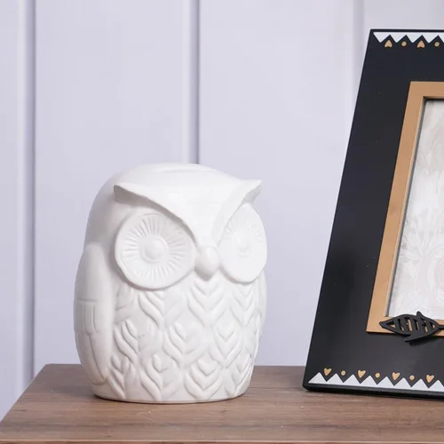 Miniatura 4 de Estatua de búho, estatua de animal, decoración moderna, escultura, regalo para escritorio, estantería, mesa de oficina, cerámica, 5.5 pulgadas